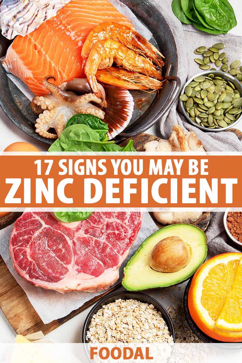 Vertical image of assorted fresh and healthy food ingredients, with text in the center and on the bottom of the image.