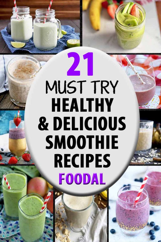 Vertical image of a collage of assorted drink recipes, with an oval label in the center.