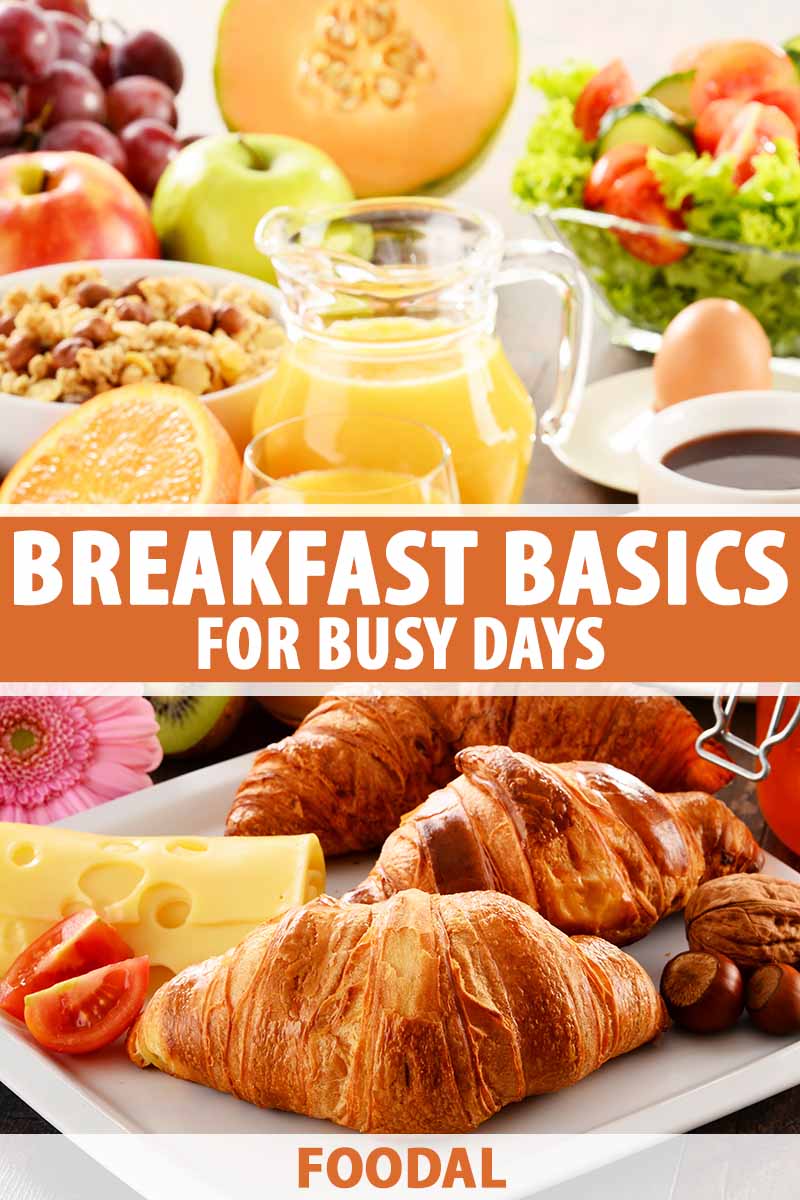 Vertical image of a brunch table, with text in the middle and on the bottom of the image.