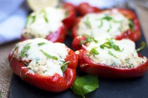 Creamy Riced Cauliflower Stuffed Peppers