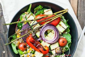 Grilled Veggie Salad with Tahini Dressing