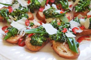 Broccoli Rabe Tartines with Chilies and Pecorino