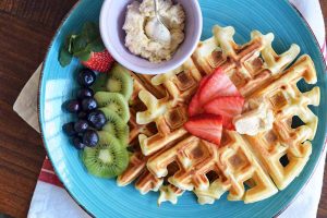 Crispy Homestyle Waffles with Cinnamon-Brown Sugar Butter