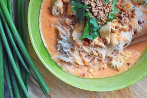 Red Coconut Curry Chicken with Lemongrass and Toasted Sesame Noodles