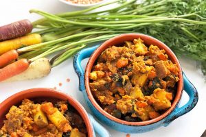 Carrot, Rainbow Chard, and Red Potato Dal (Vegan)