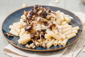 Vegan & Gluten-Free Pasta Alfredo with Sautéed Radicchio