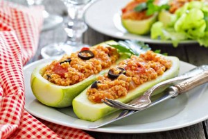 Vegan Stuffed Zucchini With Millet, Tomatoes, and Olives
